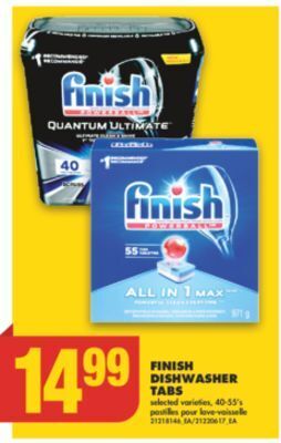 No Frills Finish dishwasher tabs, 40-55's offer