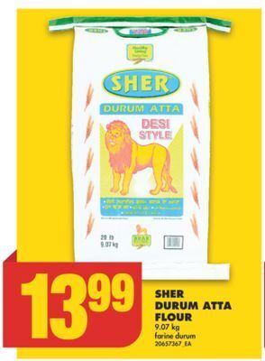 No Frills Sher durum atta flour, 9.07 kg offer