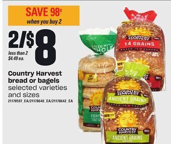Loblaws Country harvest bread or bagels offer