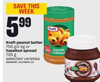 Loblaws Kraft peanut butter 750 g/1 kg or hazelnut spread 725 g offer