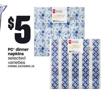 Loblaws Pc® dinner napkins offer