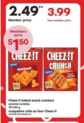 Independent Grocer Cheez-it baked snack crackers, 191/200 g offer