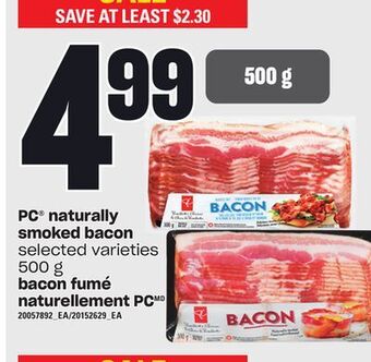 Independent Grocer Pc® naturally smoked bacon, 500 g offer
