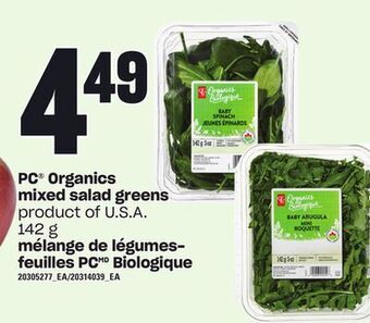Independent Grocer Pc® organics mixed salad greens, 142 g offer