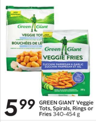 Sobeys Green giant veggie tots, spirals, rings or fries offer