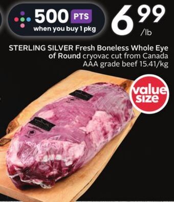 Sobeys Sterling silver fresh boneless whole eye of round offer