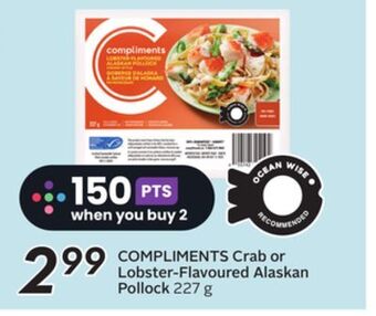 Sobeys Compliments crab or lobster-flavoured alaskan pollock offer