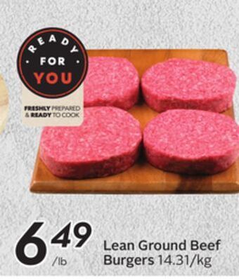 Sobeys Lean ground beef burgers offer