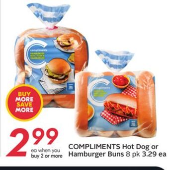 Sobeys Compliments hot dog or hamburger buns offer