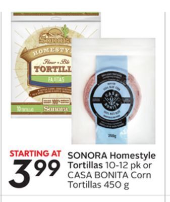 Sobeys Sonora homestyle tortillas offer