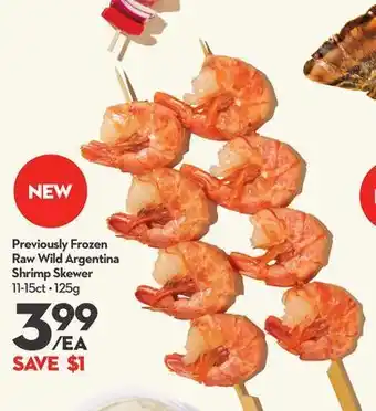 Longo's Previously frozen raw wild argentina shrimp skewer offer