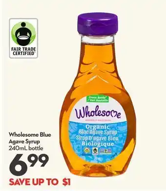 Longo's Wholesome blue agave syrup offer