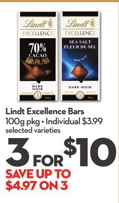 Longo's Lindt excellence bars offer