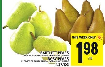 Food Basics Bartlett pears or bosc pears offer