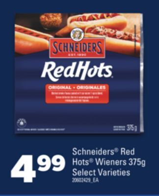 Real Canadian Superstore Schneiders® red hots® wieners 375g offer