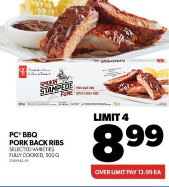 Real Canadian Superstore Pc® bbq pork back ribs, 500 g offer
