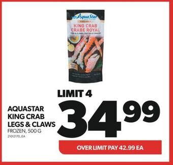 Real Canadian Superstore Aquastar king crab legs & claws , 500 g offer