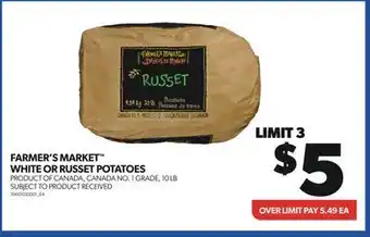 Real Canadian Superstore Farmer's market™ white or russet potatoes, 10 lb offer