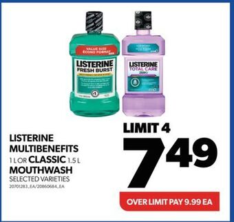 Real Canadian Superstore Listerine multibenefits 1 l or classic 1.5 l mouthwash offer