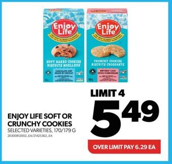 Real Canadian Superstore Enjoy life soft or crunchy cookies, 170/179 g offer