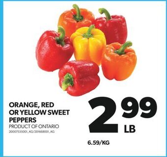Real Canadian Superstore Orange, red or yellow sweet peppers offer