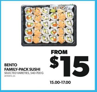 Real Canadian Superstore Bento family-pack sushi, 540-700 g offer