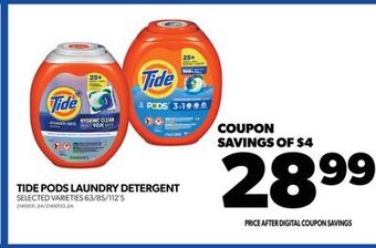 Real Canadian Superstore Tide pods laundry detergent, 63/85/112's offer