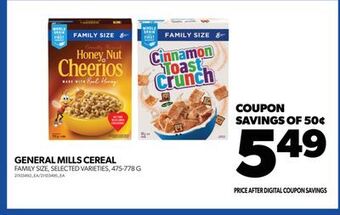 Real Canadian Superstore General mills cereal, 475-778 g offer