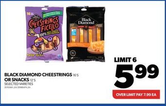 Real Canadian Superstore Black diamond cheestrings 16's or snacks 12's offer