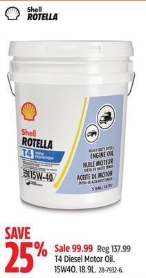 Canadian Tire Shell rotella t4 diesel motor oil offer