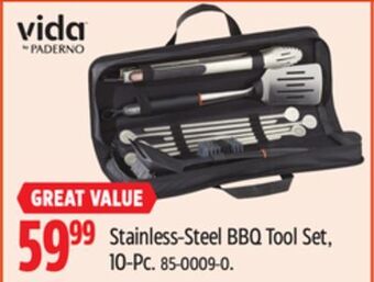 Canadian Tire Vida by paderno stainless-steel bbq tool set 10-pc offer