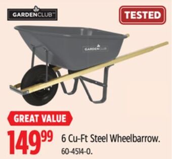 Canadian Tire Garden club 6 cu-ft steel wheelbarrow offer