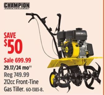 Canadian Tire Champion 212cc front-tine gas tiller offer
