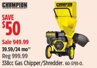 Canadian Tire Champion 338cc gas chipper/shredder offer