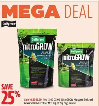 Canadian Tire Golfgreen nitrogrow nitrogen-enriched grass seed & fertilizer mix offer