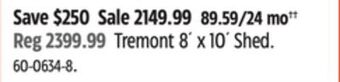 Canadian Tire Suncast tremont 8´ x 10´ shed offer