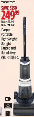 Canadian Tire Tineco icarpet portable lightweight upright carpet and upholstery vac offer