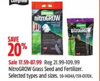 Canadian Tire Golfgreen nitrogrow grass seed and fertilizer offer