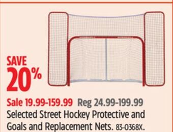 Canadian Tire Elite selected street hockey protective and goals and replacement nets offer