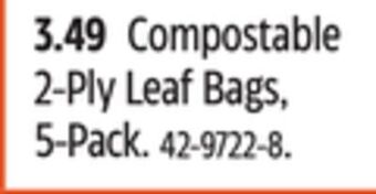 Canadian Tire Compostable 2-ply leaf bags, 5-pack offer