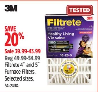 Canadian Tire 3m filtrete 4 and 5 furnace filters offer