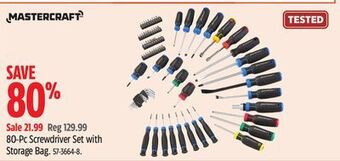 Canadian Tire Mastercraft 80-pc screwdriver set with storage bag offer