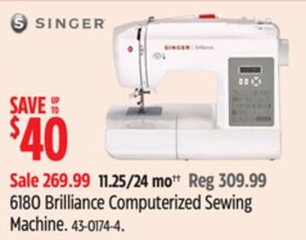 Canadian Tire Singer 6180 brilliance computerized sewing machine offer