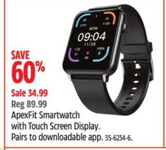 Canadian Tire Apexfit smartwatch with touch screen display offer