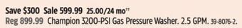 Canadian Tire Champion 3200-psi gas pressure washer. offer