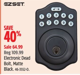 Canadian Tire Ezset electronic dead bolt, matte black offer