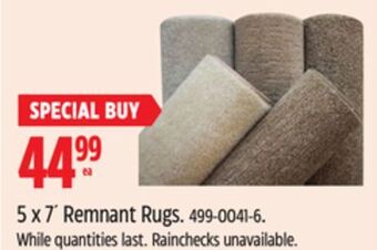 Canadian Tire Korhani studio 5 x 7´ remnant rugs offer