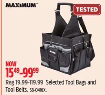 Canadian Tire Maximum selected tool bags and tool belts offer