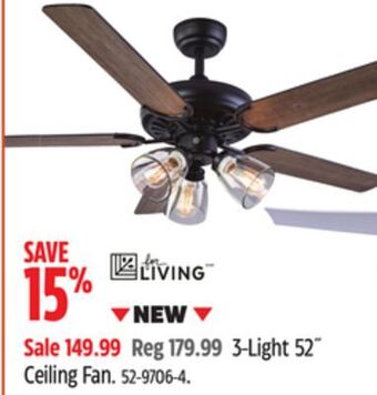 Canadian Tire For living 3-light 52˝ ceiling fan offer