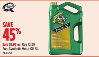 Canadian Tire Quaker state euro synthetic motor oil offer